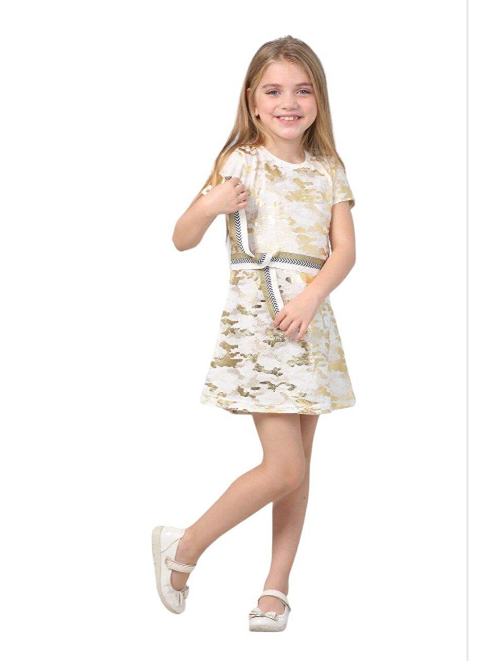 LupiaKids Sarı Yellow Camouflage Kız Çocuk Elbise LP-23WIN-006