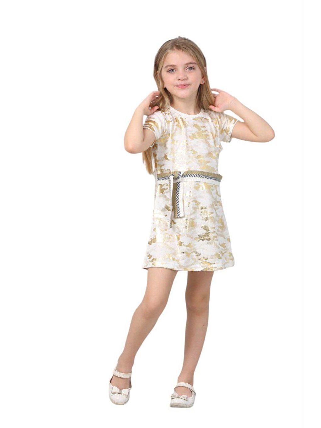 LupiaKids Sarı Yellow Camouflage Kız Çocuk Elbise LP-23WIN-006 - 1