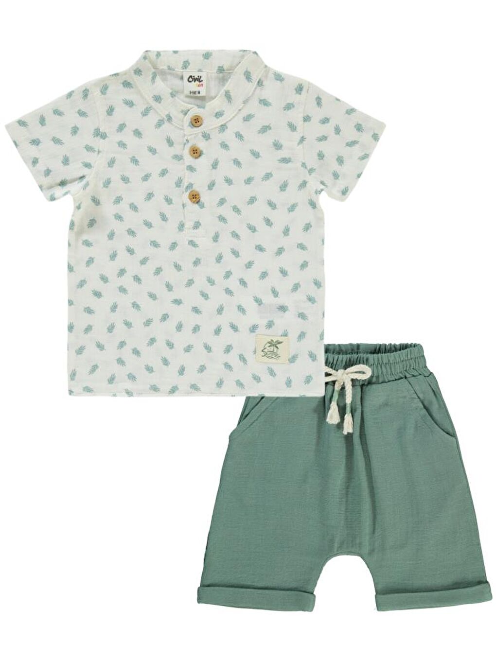 Baby Palmiye Baskılı 6-18 Ay Takım - Haki6-9 Ay-1