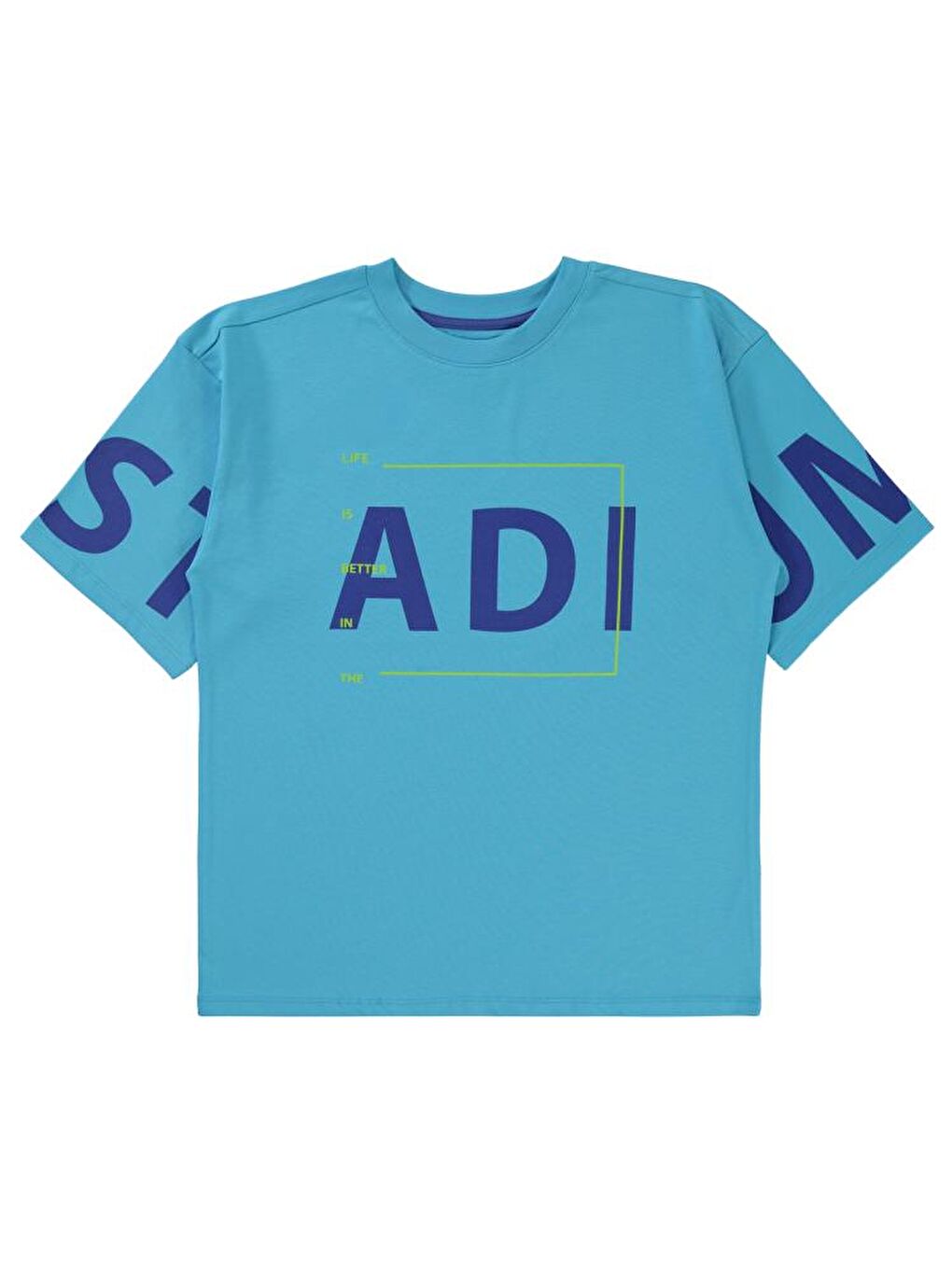 Turkuaz Boys Stadıum Baskılı 10-13 Yaş Tişört - Mavi11-12 Yaş