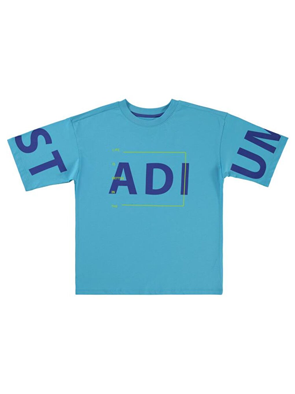 Turkuaz Boys Stadıum Baskılı 10-13 Yaş Tişört - Mavi11-12 Yaş-1