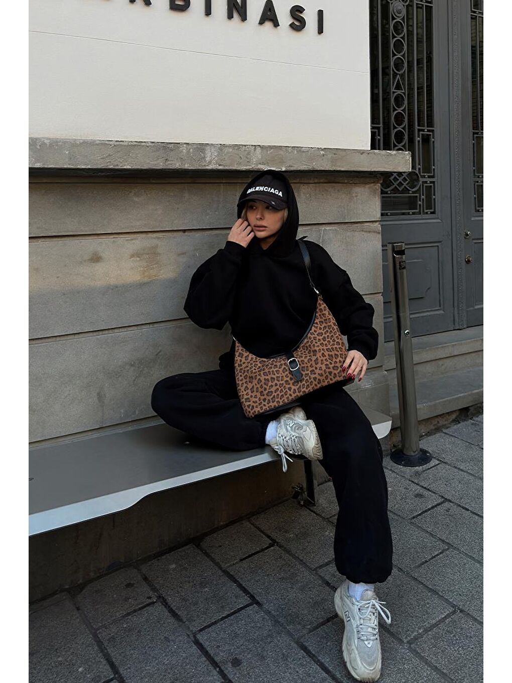 Karışık Marilla Süet Vintage Omuz Çantası Leopar Desen-7