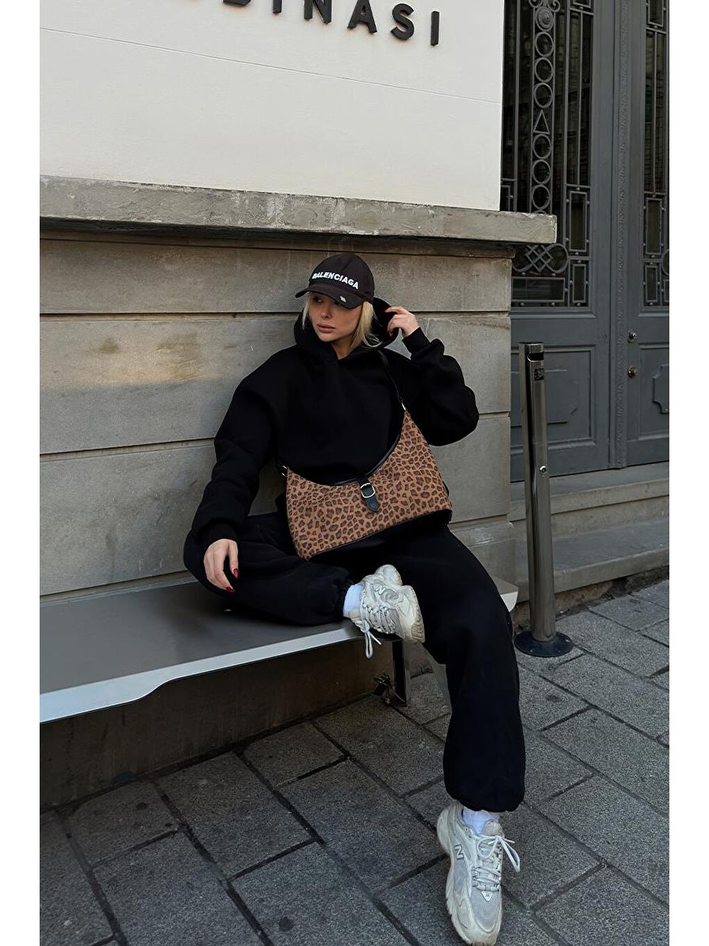 Karışık Marilla Süet Vintage Omuz Çantası Leopar Desen-8