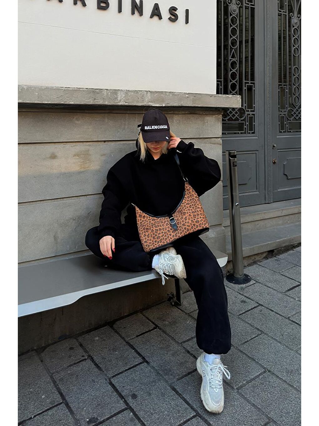 Karışık Marilla Süet Vintage Omuz Çantası Leopar Desen-9