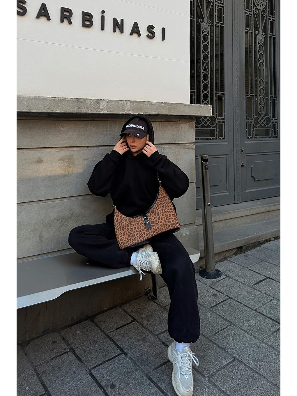 Karışık Marilla Süet Vintage Omuz Çantası Leopar Desen-10