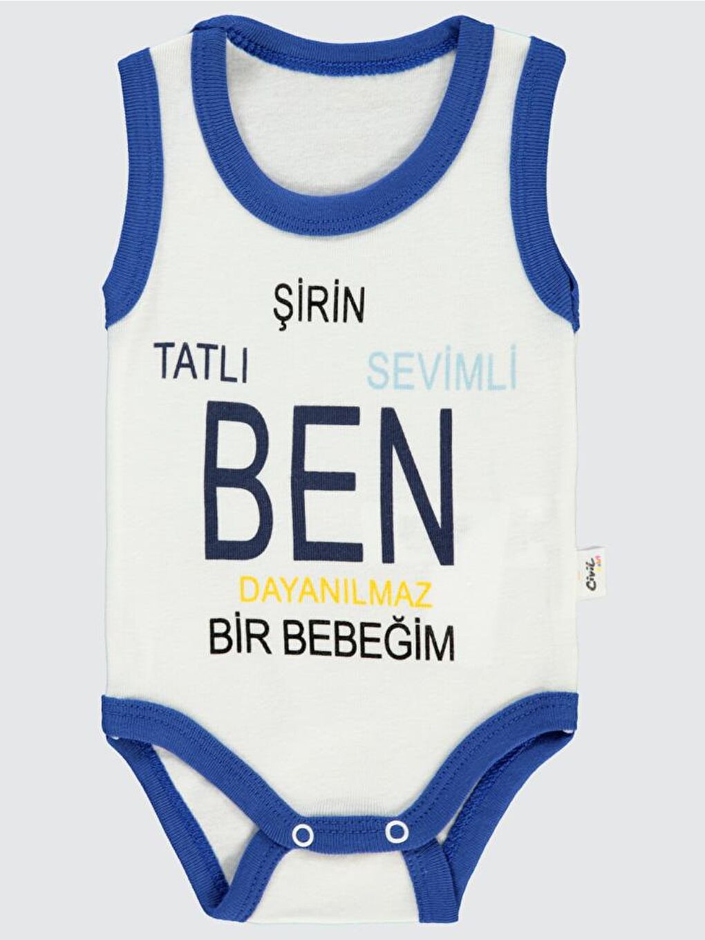 Baby BEN Baskılı Sfr.Kol1-36 Ay Çıtçıtlı Badi - Lacivert 12-18 Ay