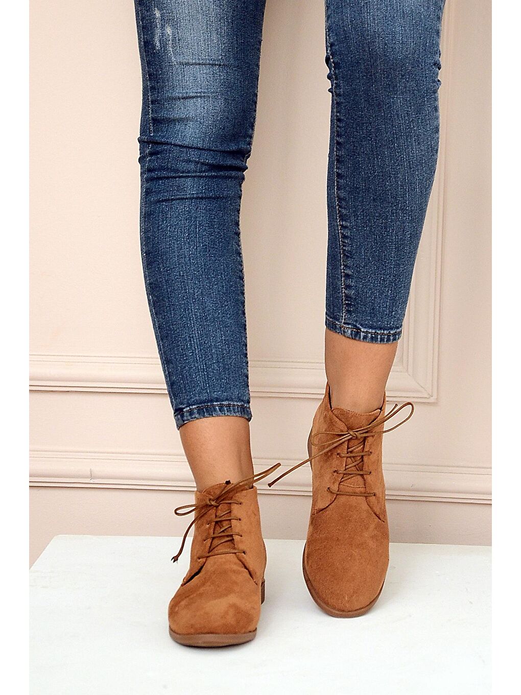 Kahverengi Rahat Kalıp Bağcıklı Kadın Bot&Bootie 020-4070-22Süet-3
