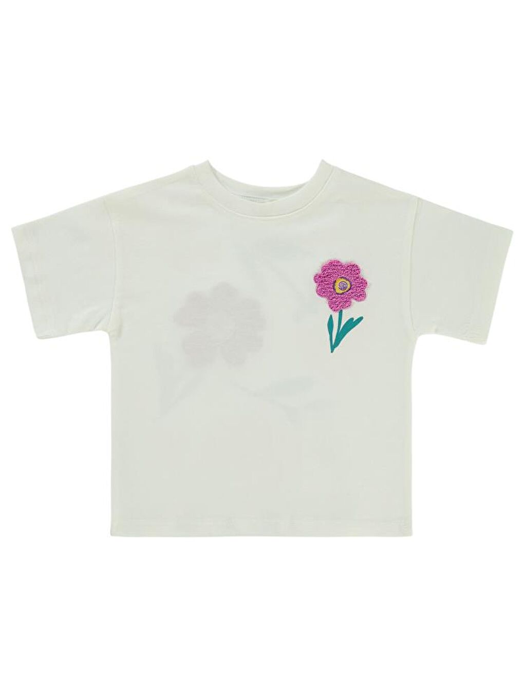Girls Lale Baskılı 2-5 Yaş Tişört - Ekru3-4 Yaş-1