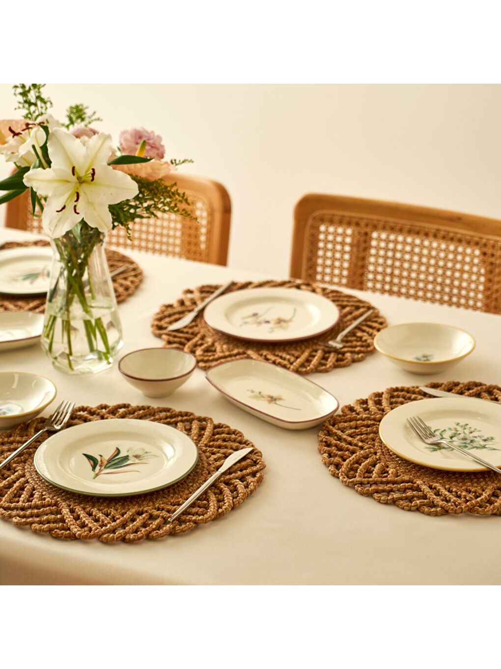 Karışık Garden 12 Parça 4 Kişilik Porselen Kahvaltı Takımı-1