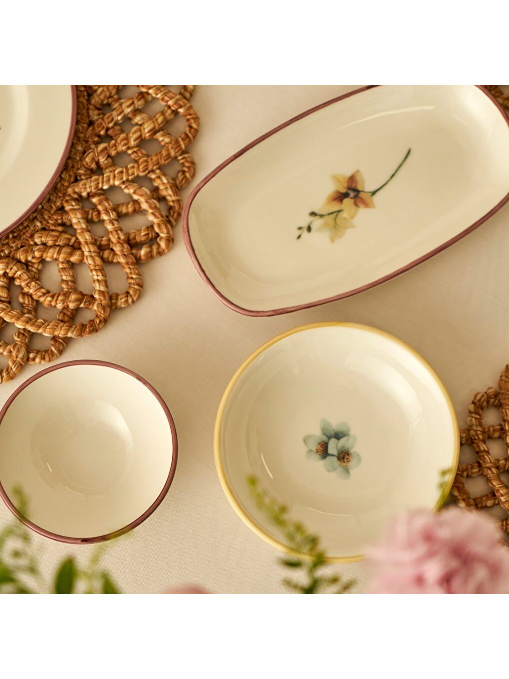 Karışık Garden 12 Parça 4 Kişilik Porselen Kahvaltı Takımı-4