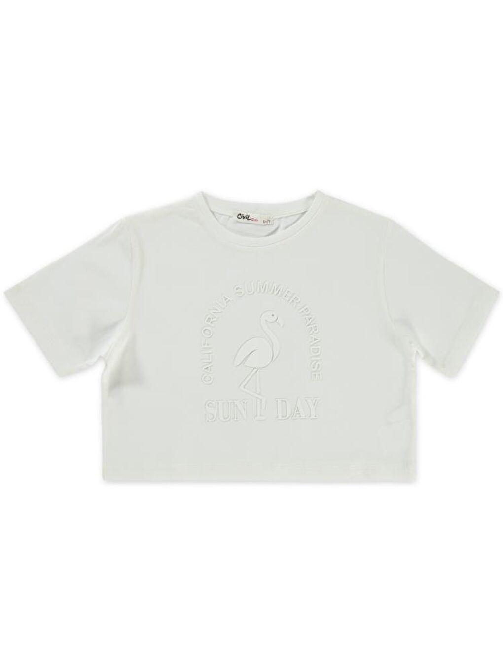 Girls Flamingo Baskılı 6-9 Yaş Tişört - Ekru8-9 Yaş