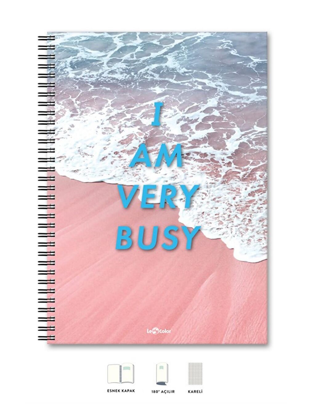 LE COLOR Pembe A4 Defter Kareli 200 syf Busy Energy