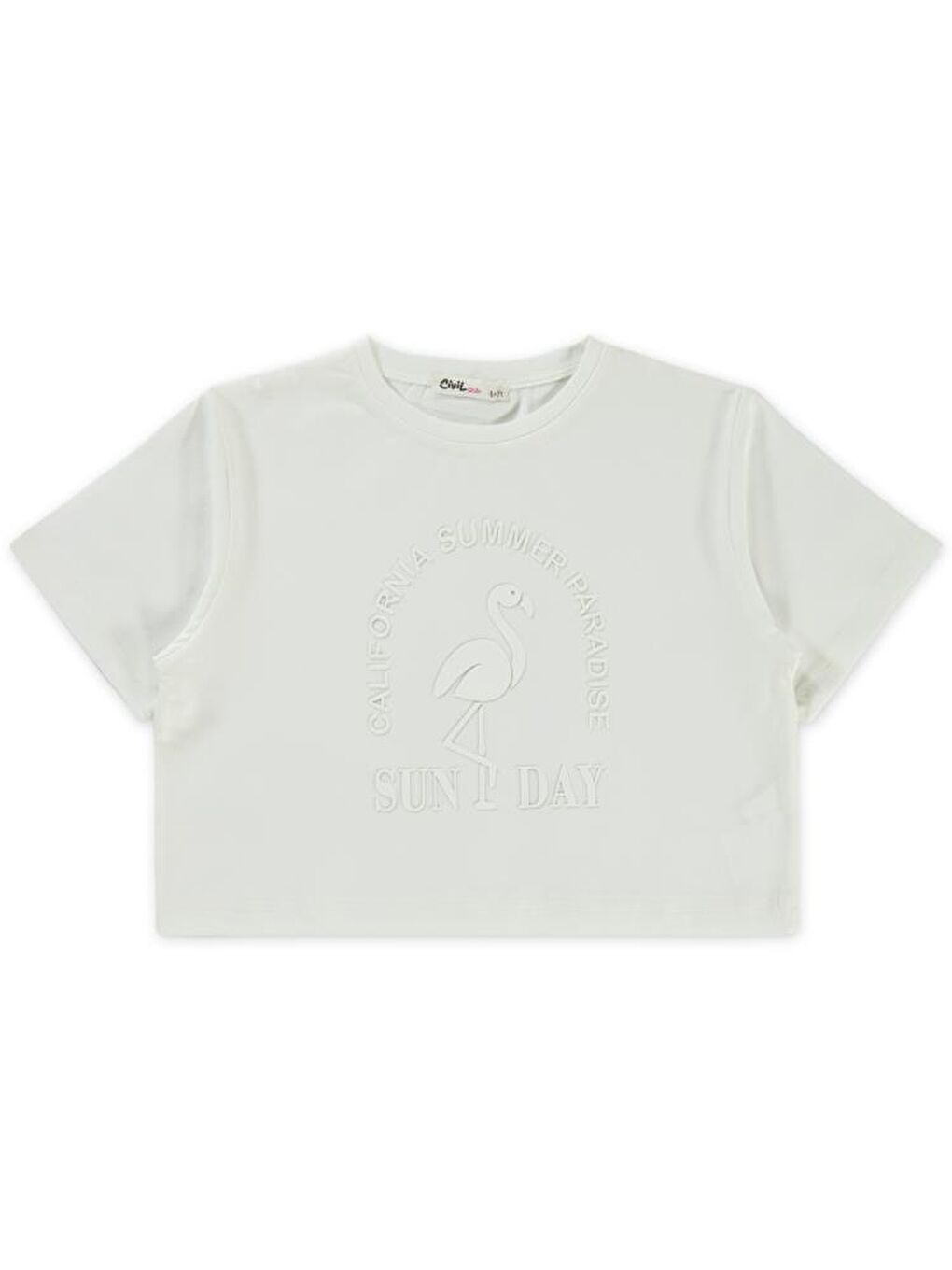 Girls Flamingo Baskılı 6-9 Yaş Tişört - Ekru8-9 Yaş-2