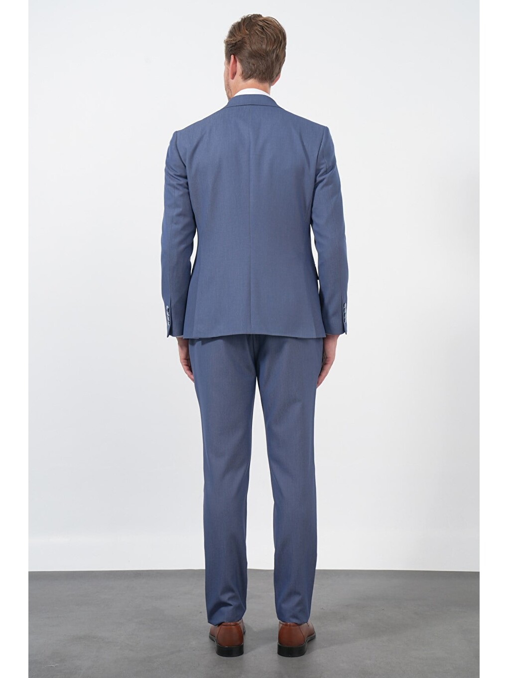 İndigo Kılıç Yaka Düz Bez Ayağı 6 Drop Slim Fit Esnek Takım Elbise 1001260174-5