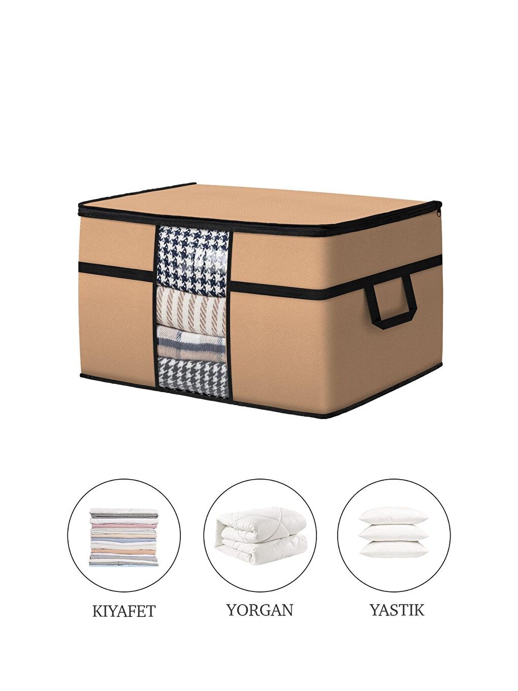 2'li Mega Boy Yorgan Hurcu 70 x 40 x 40 cm Bej-1