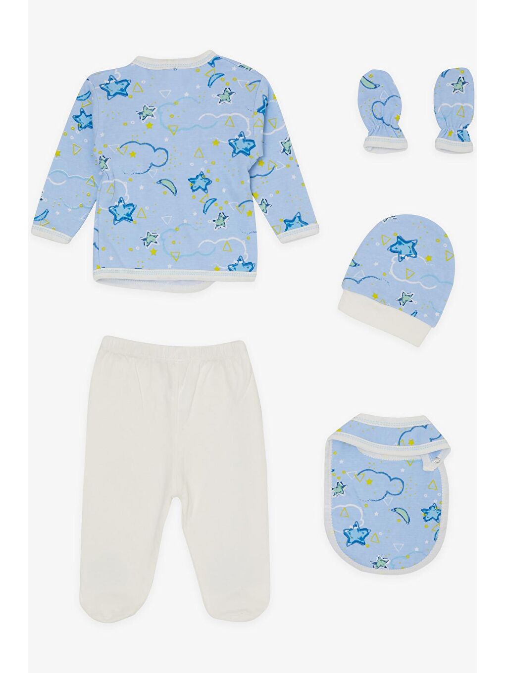 Erkek Bebek Hastane Çıkışı 5 li Gökyüzü Temalı Açık Mavi (0-3 Ay)-1