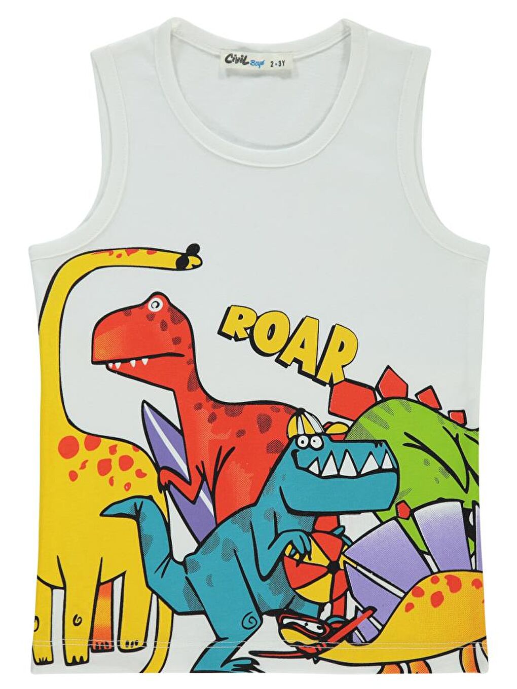 Boys Roar Baskılı 2-5 Yaş Tişört - Beyaz 2-3 Yaş