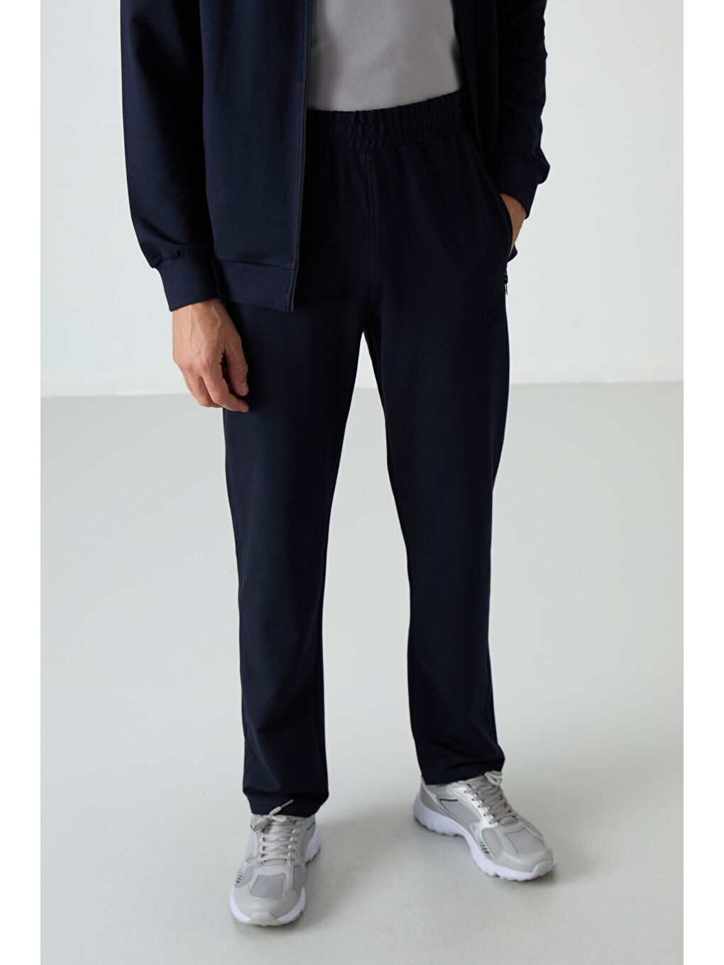 Troy İndigo Dik Yaka Fermuarlı Standart Kalıp Erkek Eşofman Takım - 85196-2