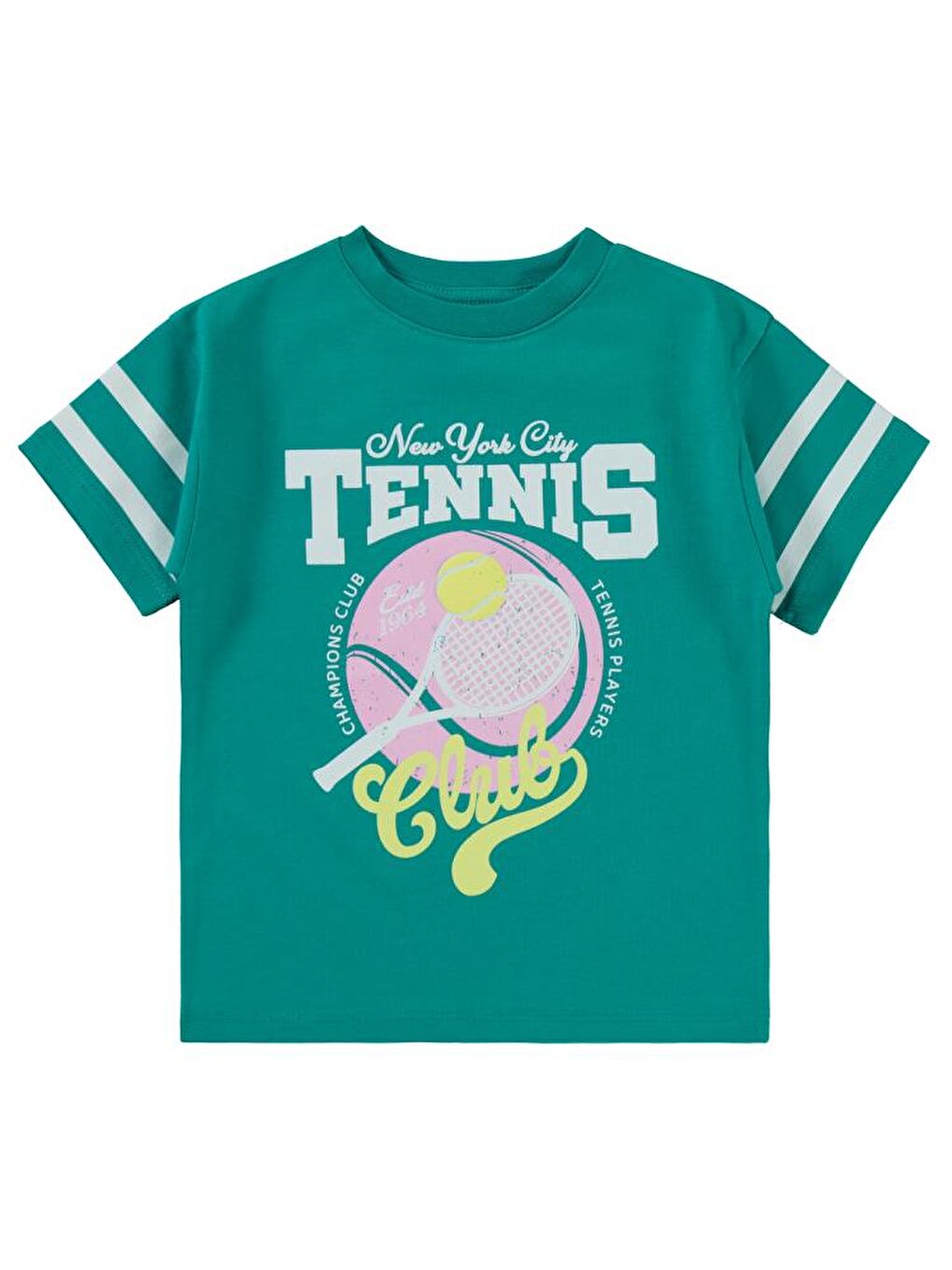 Girls Tenis Baskılı 2-5 Yaş Tişört - Yeşil2-3 Yaş-1