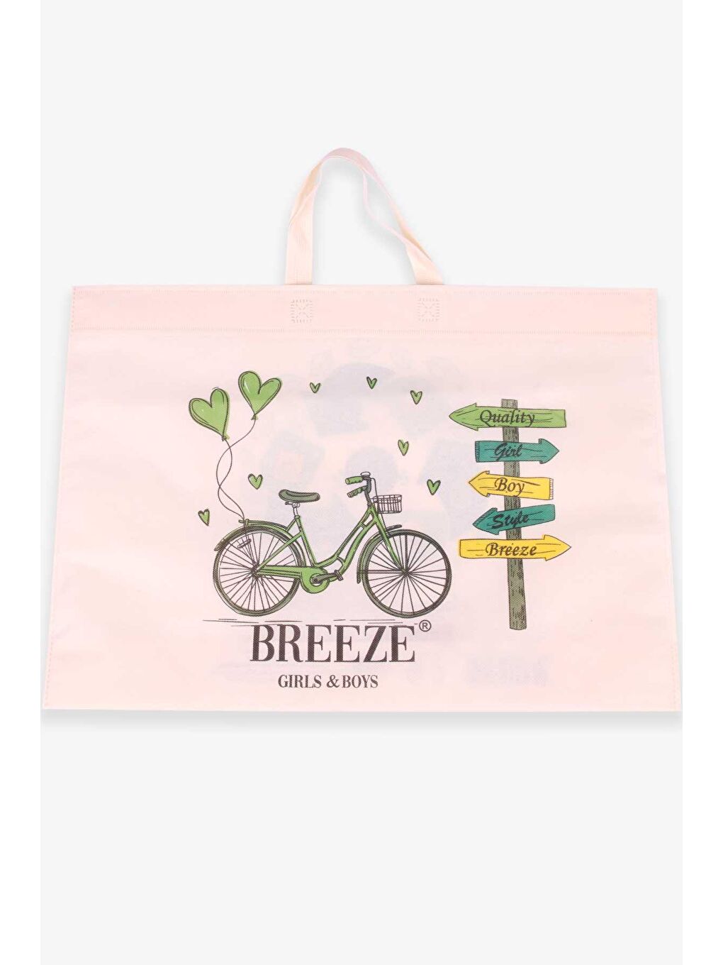 Ekru Breeze Bez Alışveriş Çantası Bisiklet Baskılı Krem (Standart)