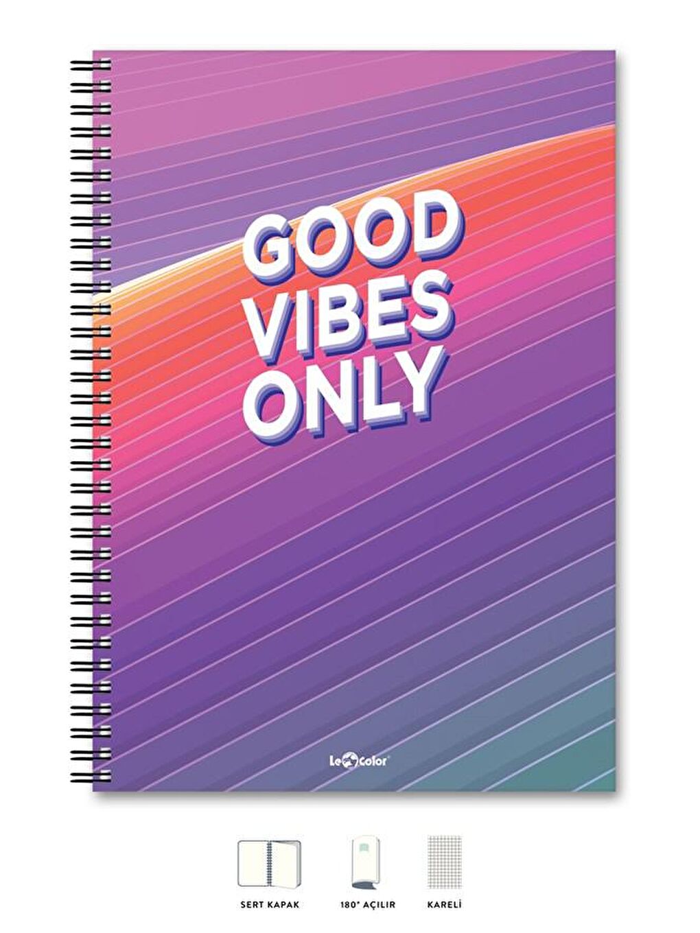 LE COLOR Mor A4 Defter Kareli 200 syf Good Energy