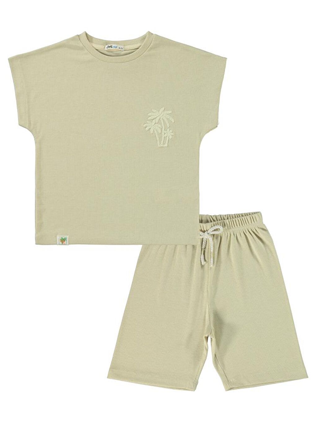 Boys Yarasa Kol Palmiye Nakışlı 6-9 Yaş Takım - Bej 9-10 Yaş-1