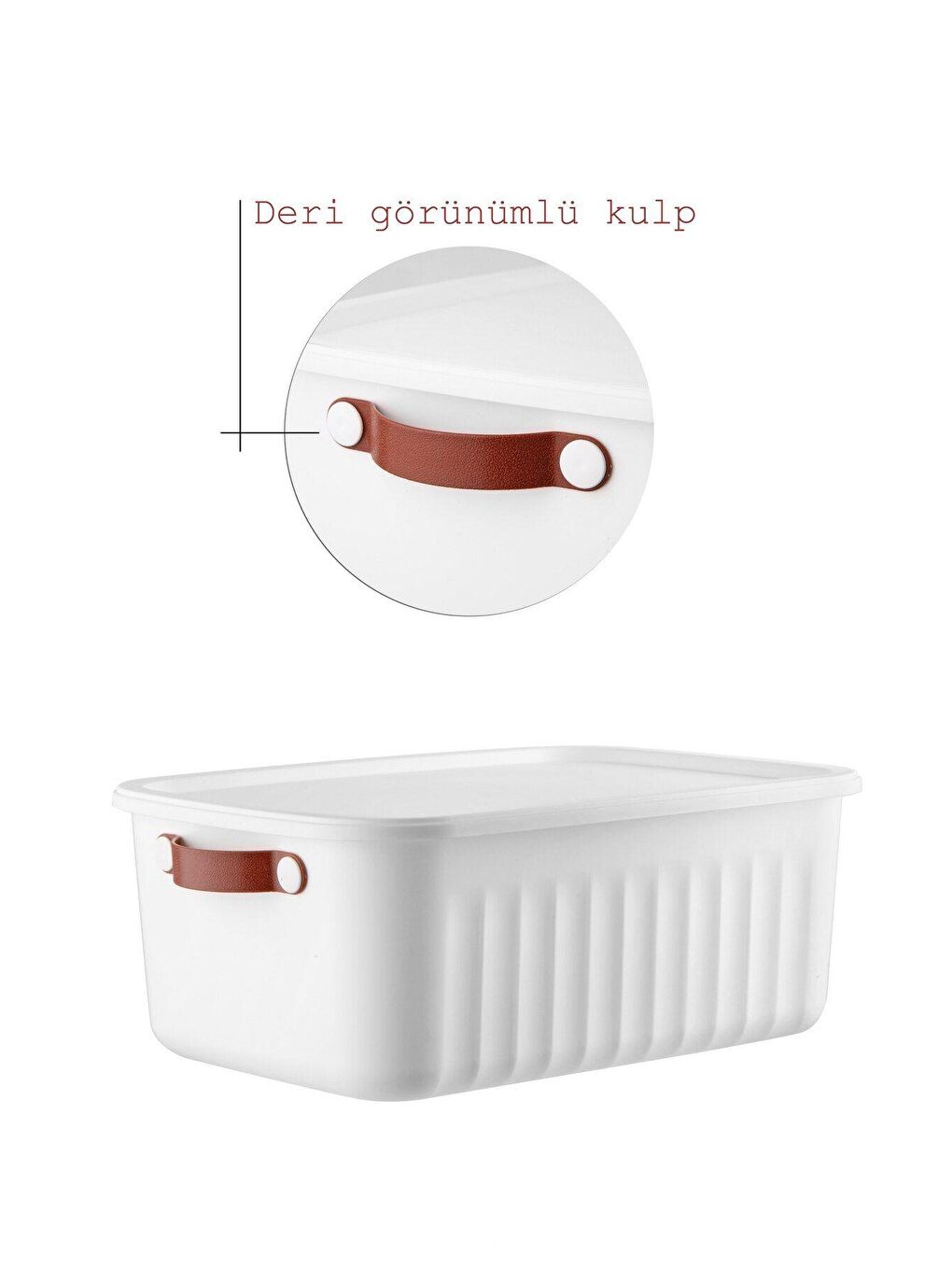 Beyaz 3 Adet 10 LT Saklama, Düzenleme ve Dekoratif Kulplu Kapaklı Kutu Seti-1