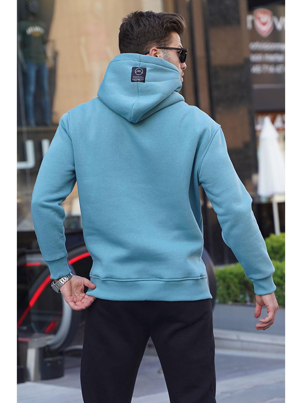 Madmext Mavi Fermuarlı Kapüşonlu Sweatshirt 6143 - 2