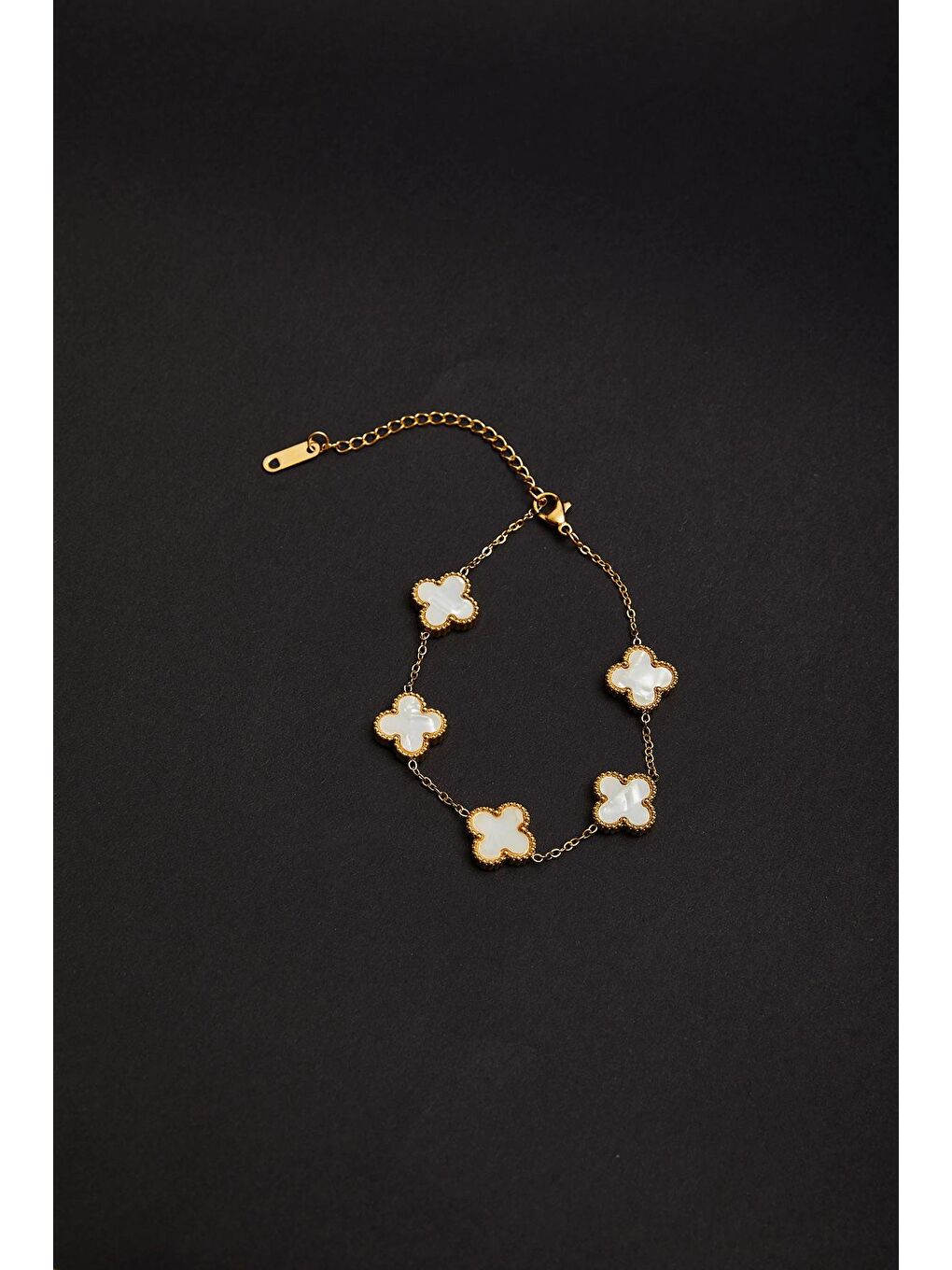 Beyaz Kadın Aksesuar Yonca Çelik Bileklik-3