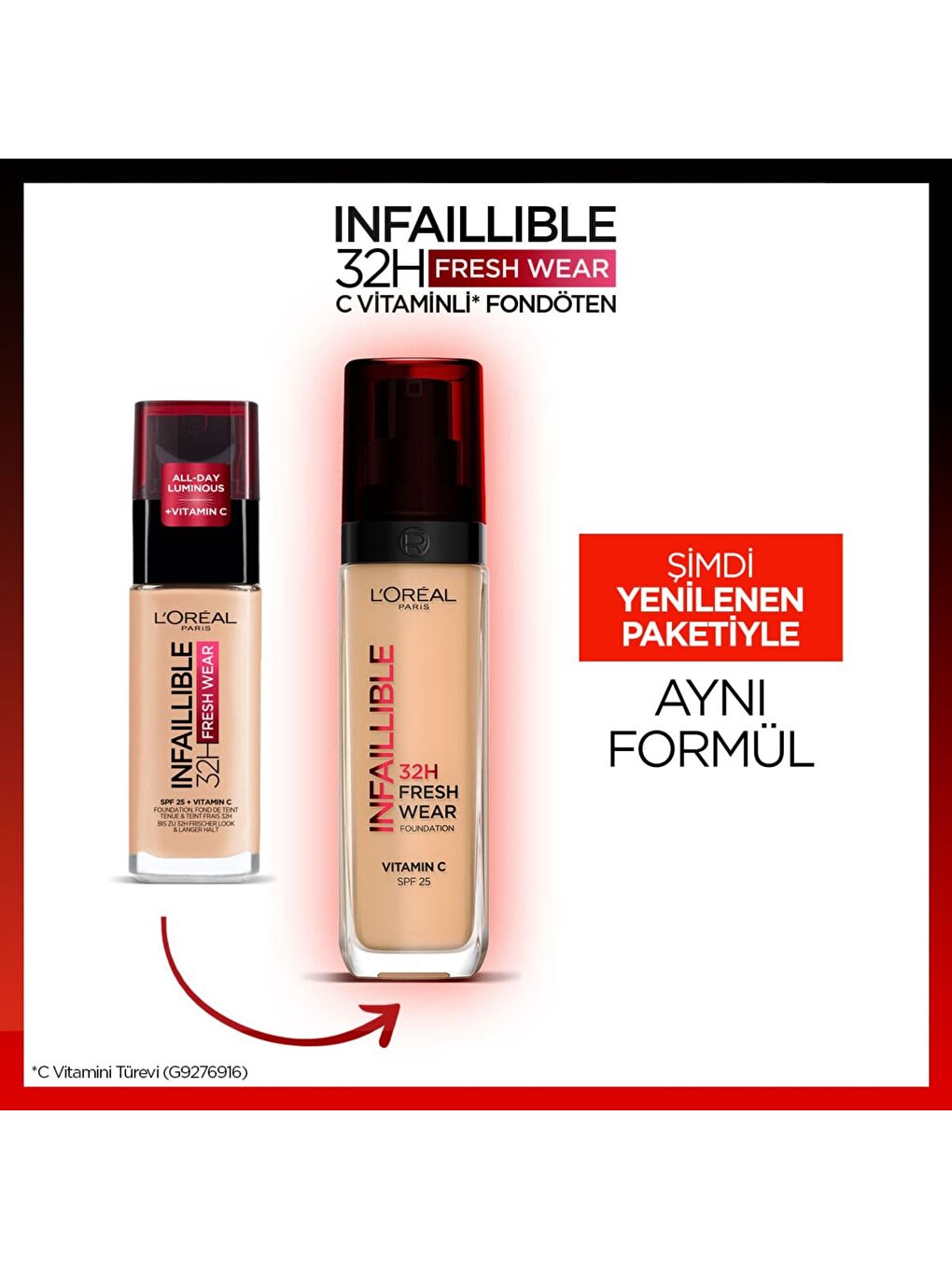 L'Oreal Paris Nude Infaillible 32H Fresh Wear C Vitaminli Fondöten - 125 Natural Beige - 2