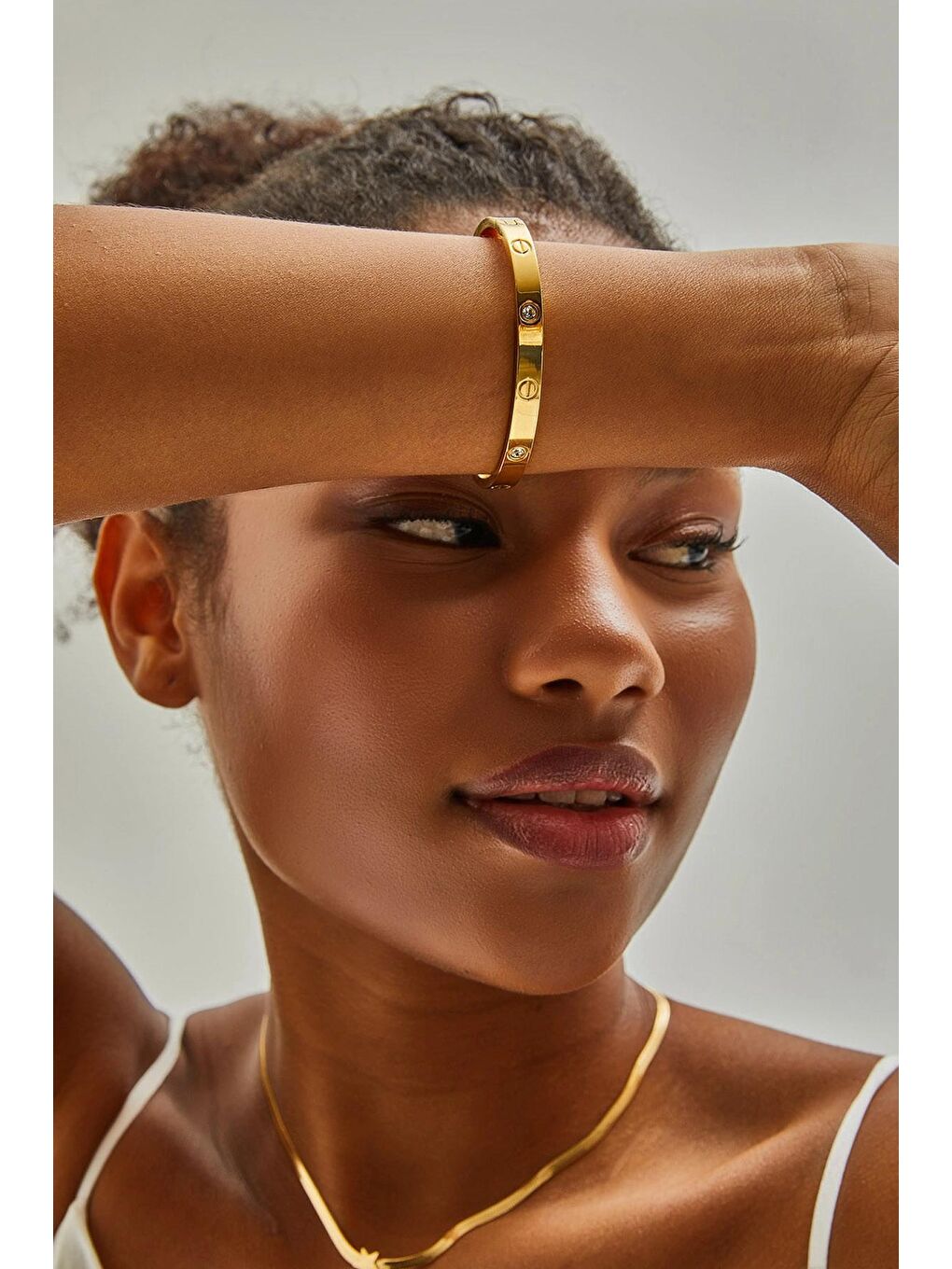 Sarı Kadın Aksesuar Çelik Kelepçe Bileklik