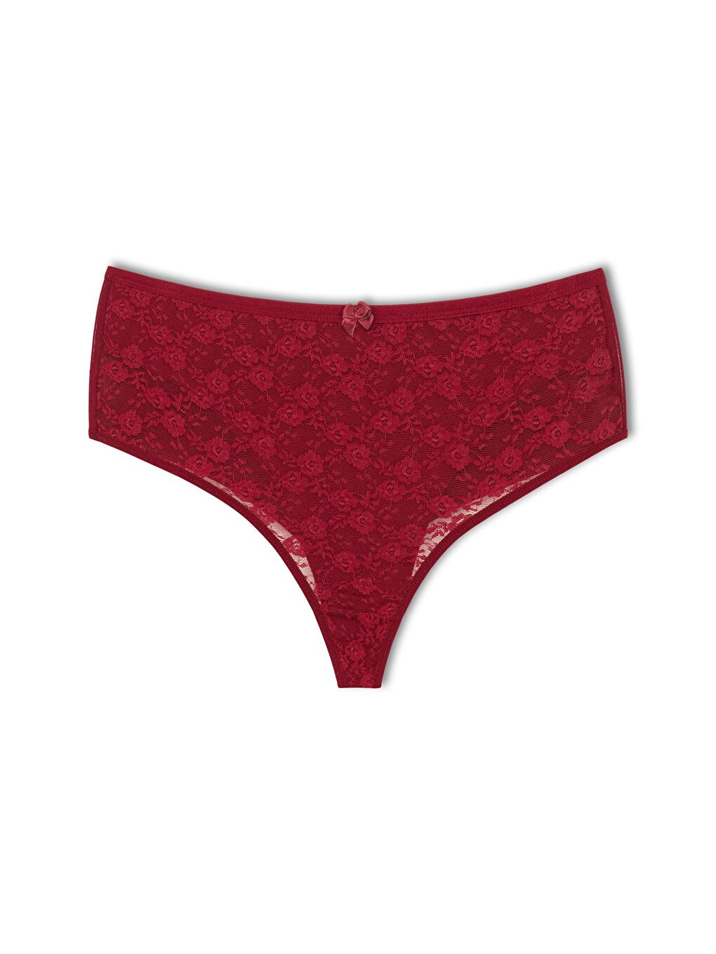 Karışık Pamuklu Önü Çift Kat Lez Dantel Yüksek Bel Tanga Kadın Külot 12'Li-3