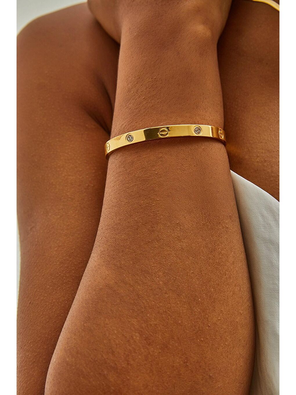 Sarı Kadın Aksesuar Çelik Kelepçe Bileklik-3