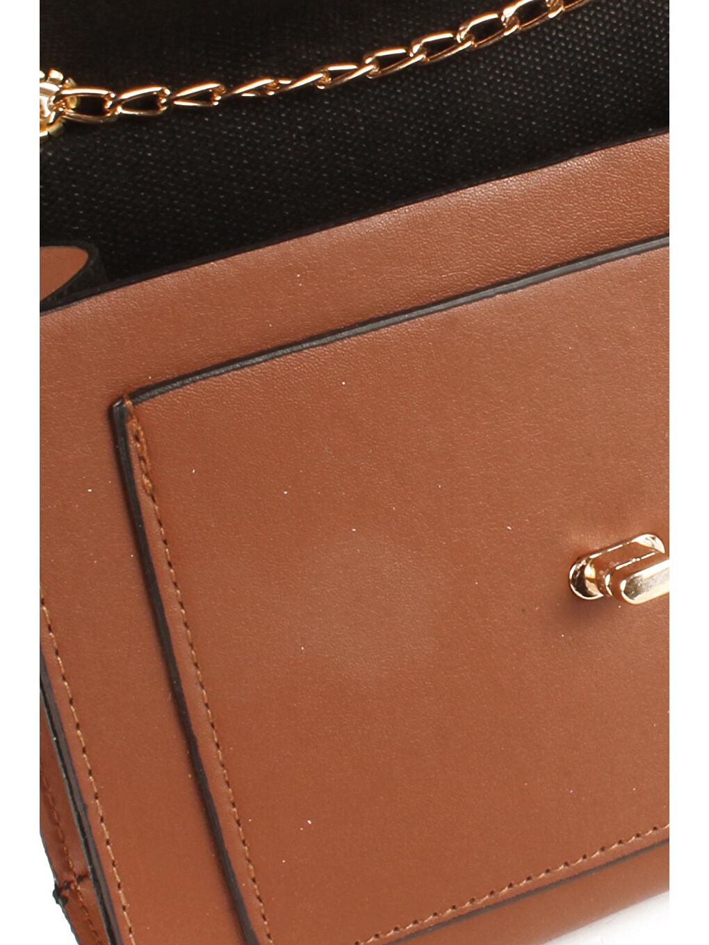 Kahverengi Kadın Zincir Askılı Midi Boy Ön Cepli Omuz Çantası (20613)-2