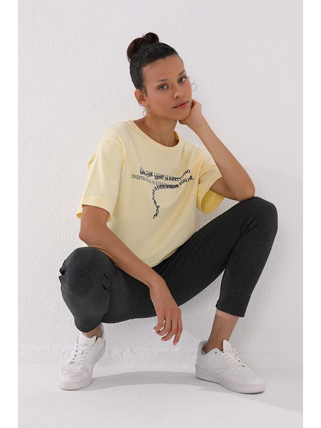 Antrasit Melanj Fermuar Paçalı Cepli Rahat Form Kadın Eşofman Alt - 94246-1