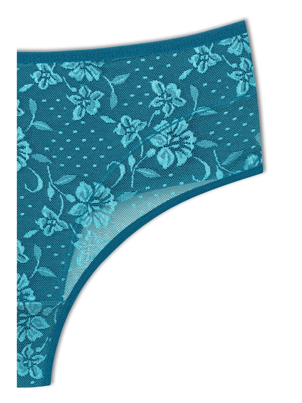 Karışık Pamuklu Önü Çift Kat Lez Dantel Yüksek Bel Tanga Kadın Külot 12'Li-11