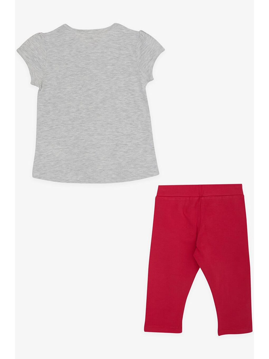 Kız Çocuk Taytlı Takım Kız Baskılı Açık Gri Melanj (3-5 Yaş)-1