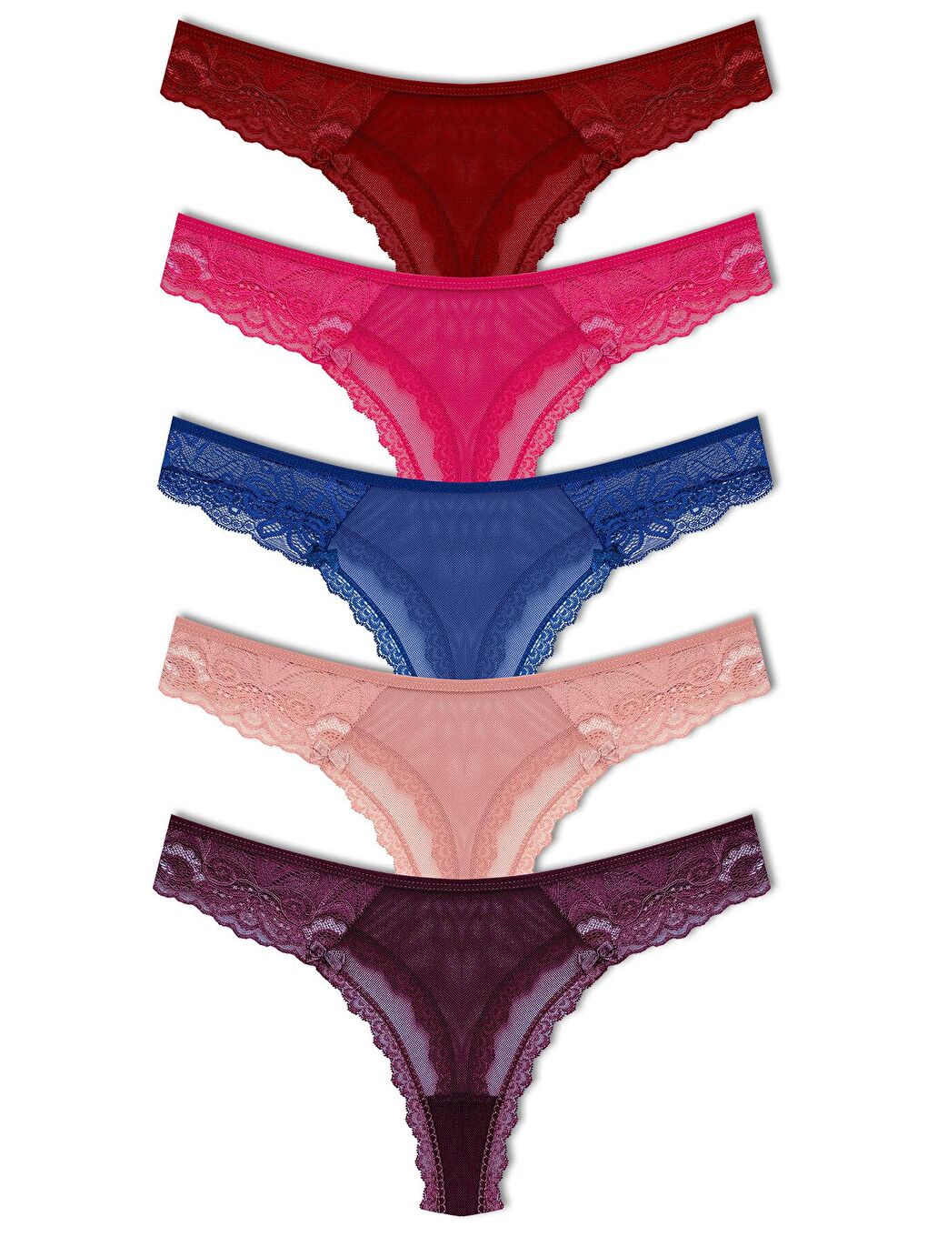 Karışık Tül Dantel Tanga Kadın Külot 5'Lİ