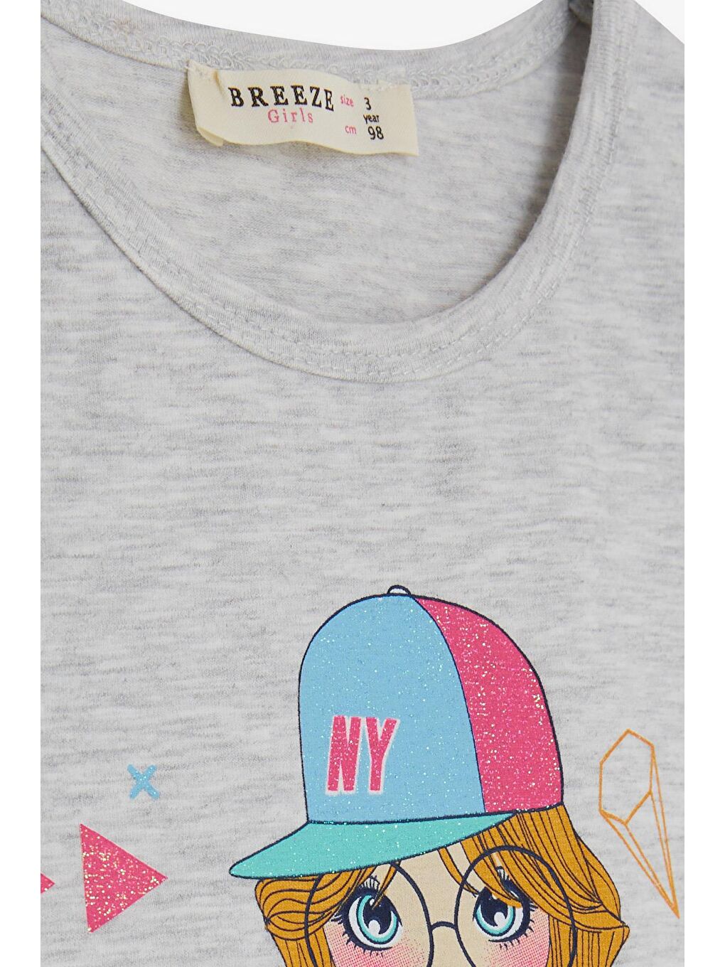 Kız Çocuk Taytlı Takım Kız Baskılı Açık Gri Melanj (3-5 Yaş)-4