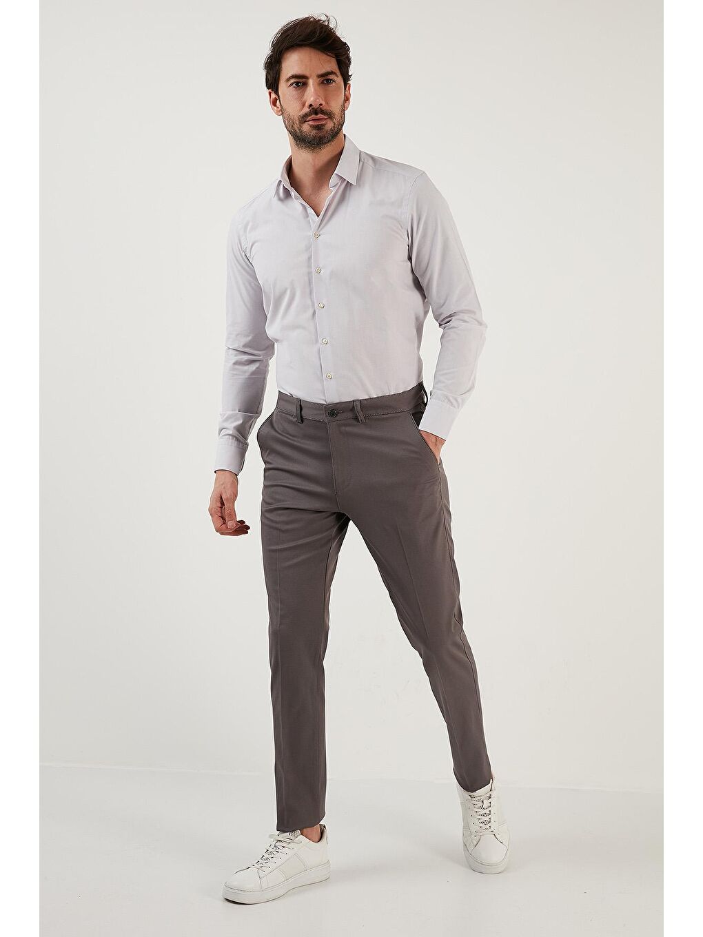 Antrasit Pamuklu Normal Bel Regular Fit Düz Paça Erkek Pantolon 613HISAR