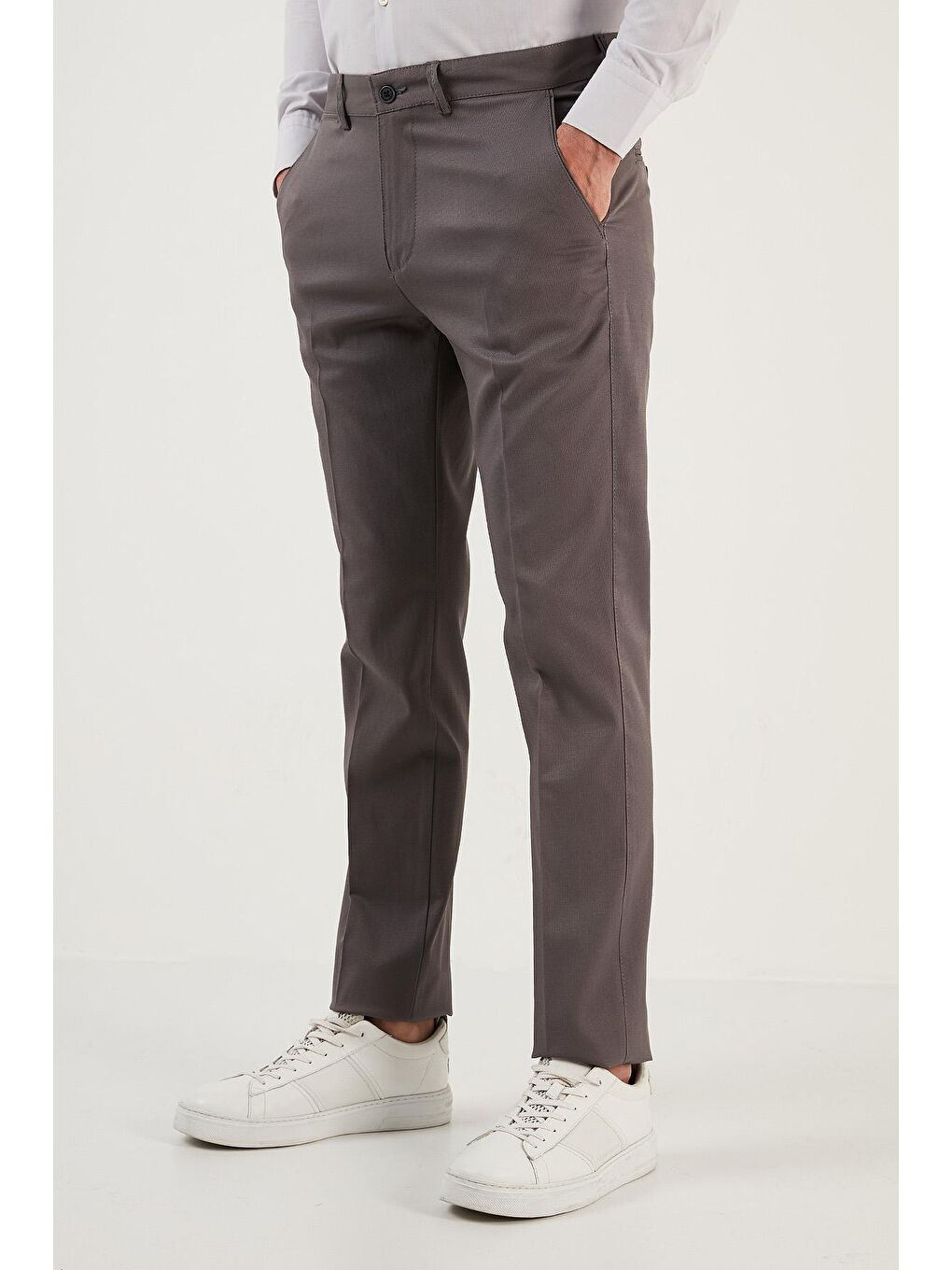 Antrasit Pamuklu Normal Bel Regular Fit Düz Paça Erkek Pantolon 613HISAR-3