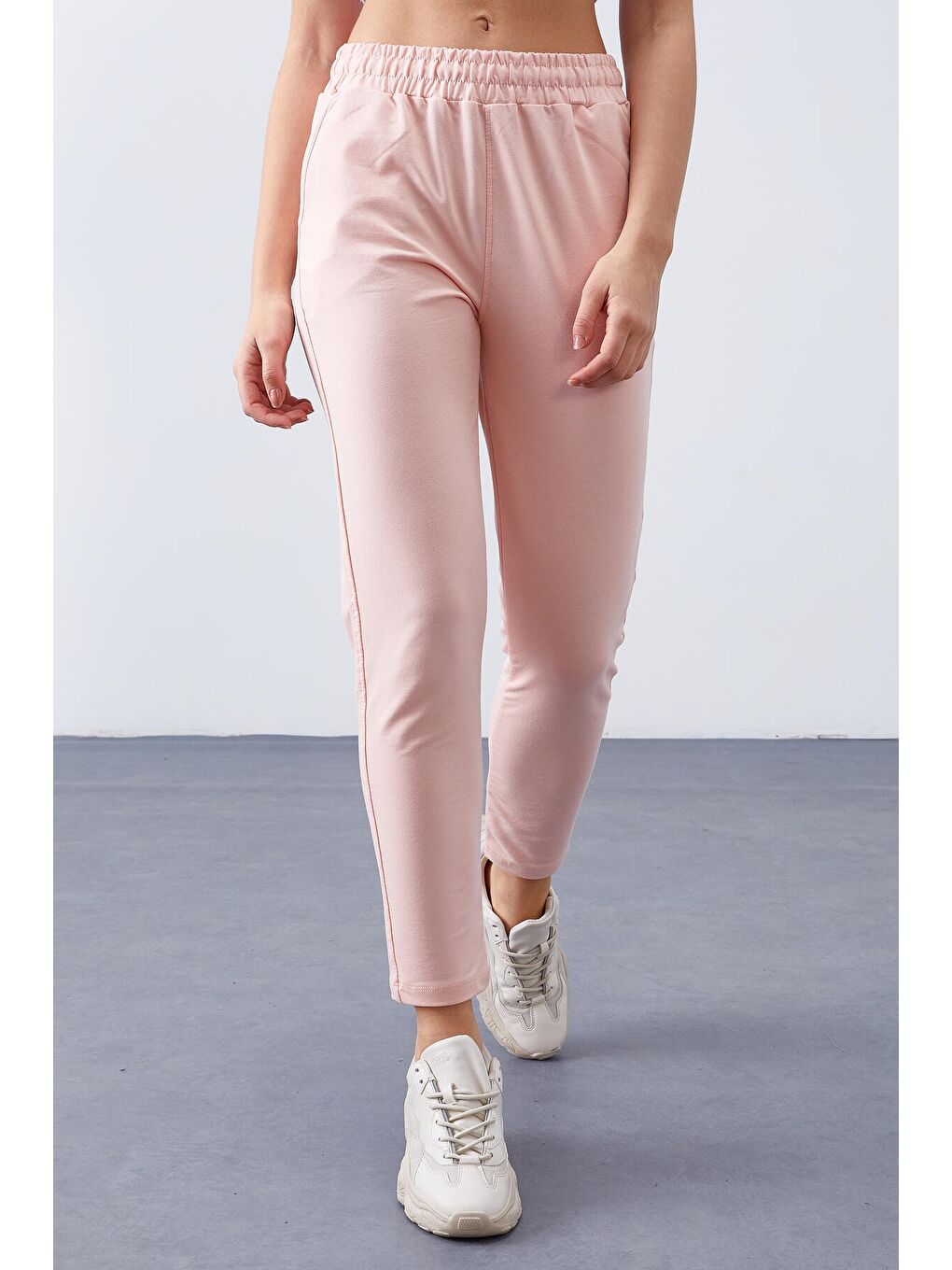 Pembe Yüksek Bel Jogger Rahat Form Dar Paça Kadın Eşofman Alt - 94566-3