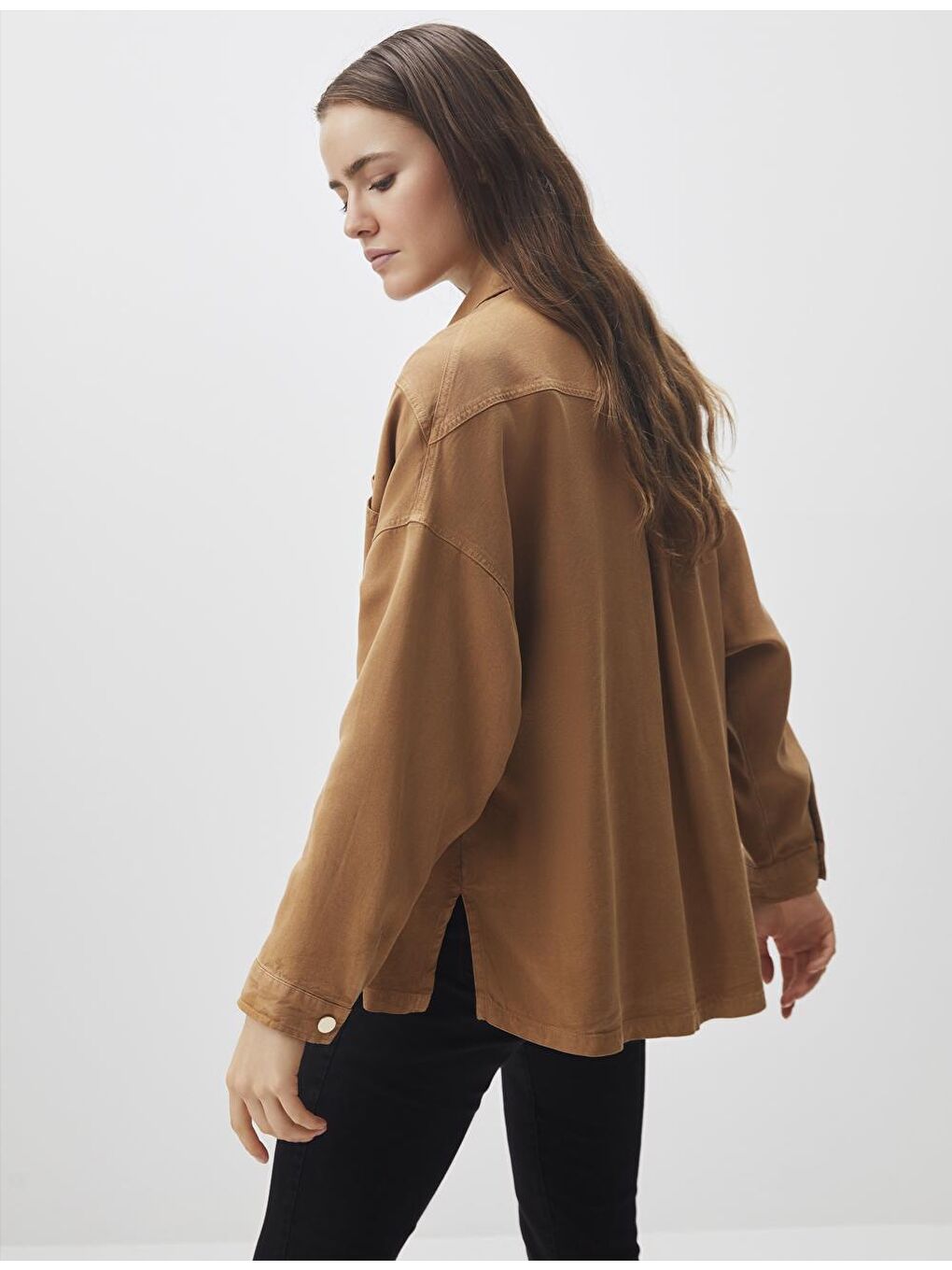 Bej Deve Tüyü Bol Kesim Uzun Dokuma Ceket-1