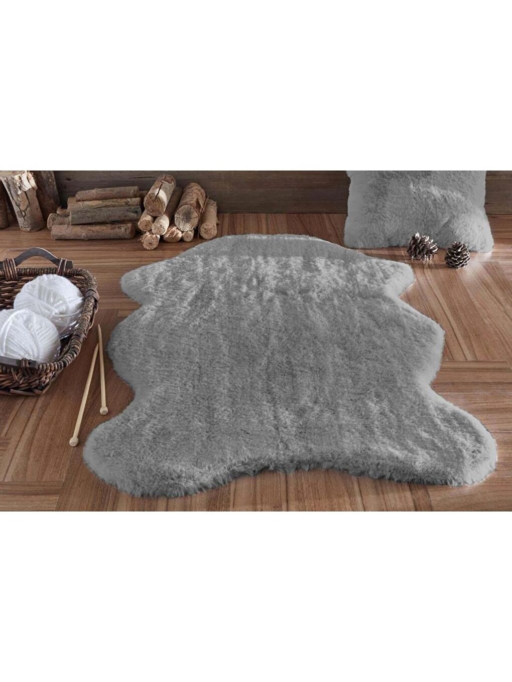 Kürk Post Halı 100x140 Gri