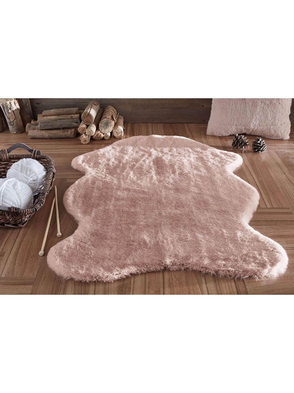 Pembe Kürk Post Halı 100x140 Pudra