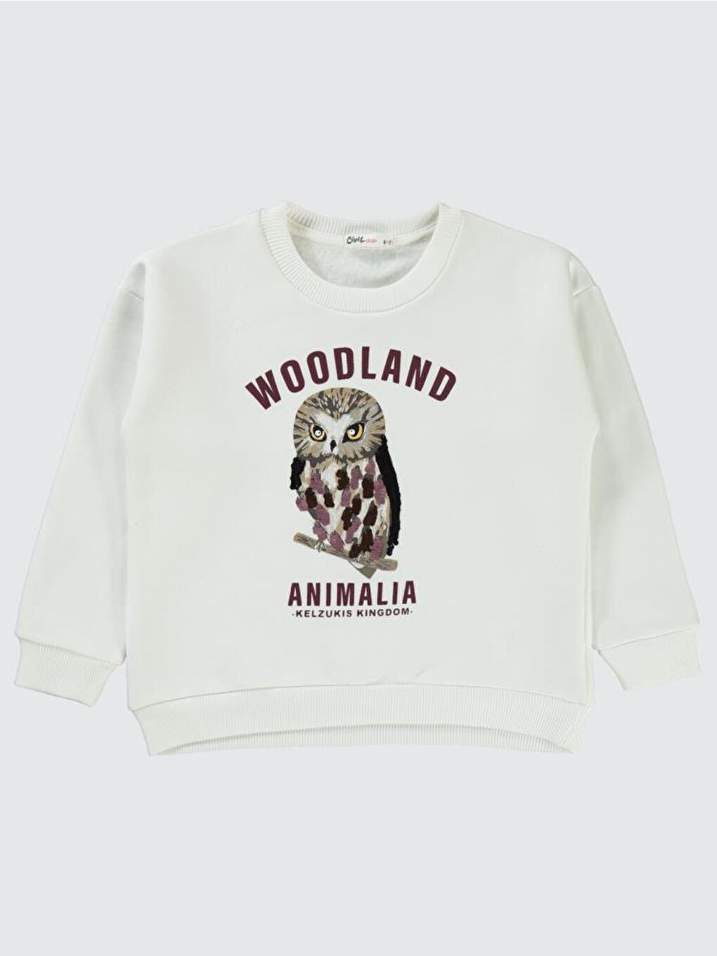 Ekru Girls Pullu Baykuş Baskılı 6-9 Yaş Sweatshirt-1