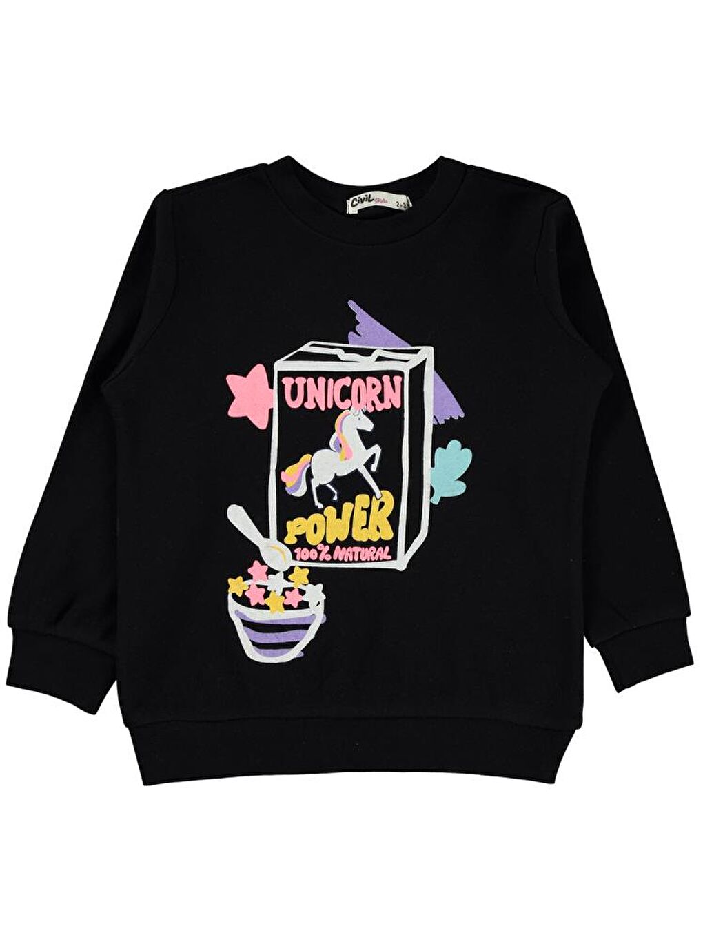 Siyah Girls Baskılı 2-5 Yaş Sweatshirt-1