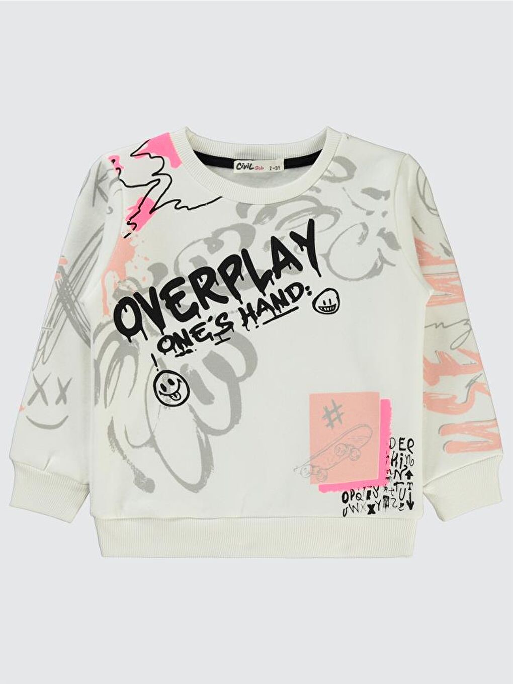 Ekru Girls Grafit Baskılı 2-5 Yaş Sweatshirt