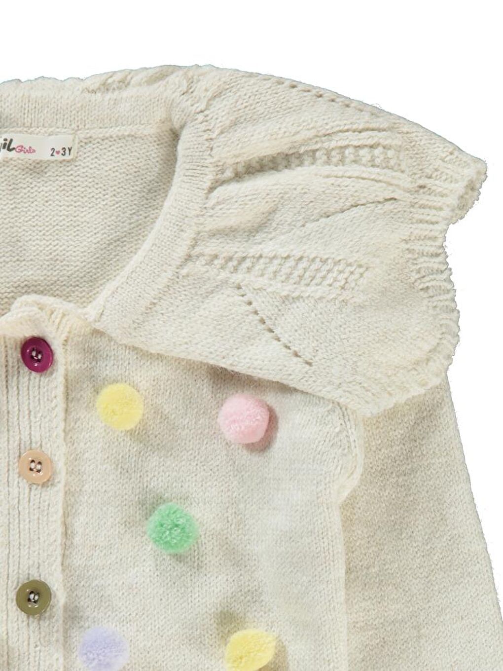 Ekru Girls Renkli Ponponlu 2-5 Yaş Hırka-2