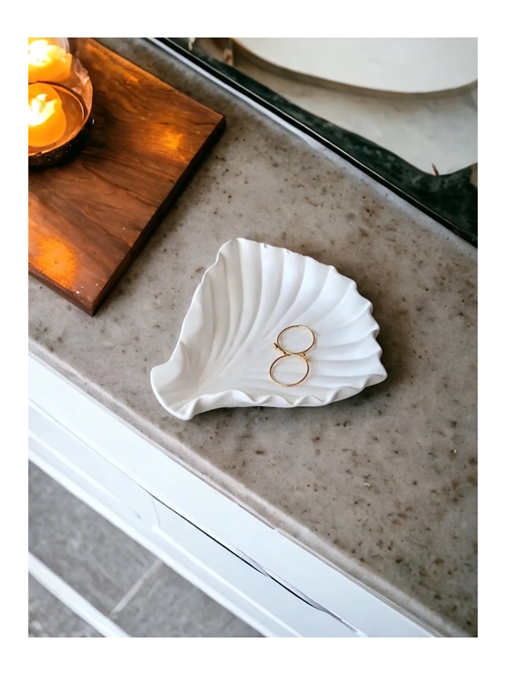 Beyaz Yıldız Ve Deniz Kabuğu Takı Tabağı Sunumluk Şekerlik-1